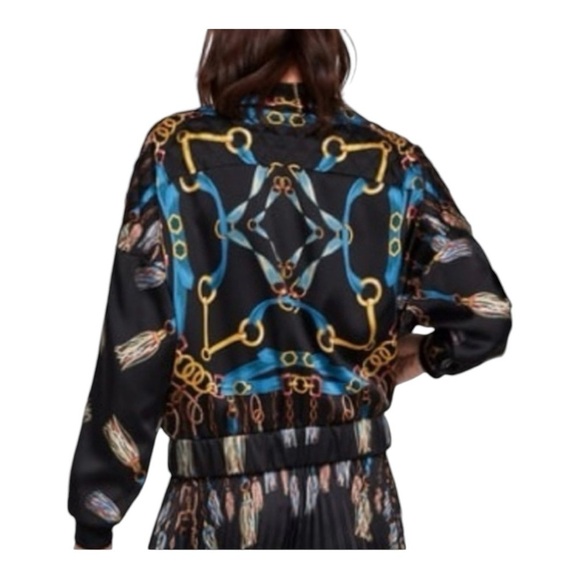 ZARA Chain Print Bomber Jacket L Bloggers' Fave! - Picture 4 of 14